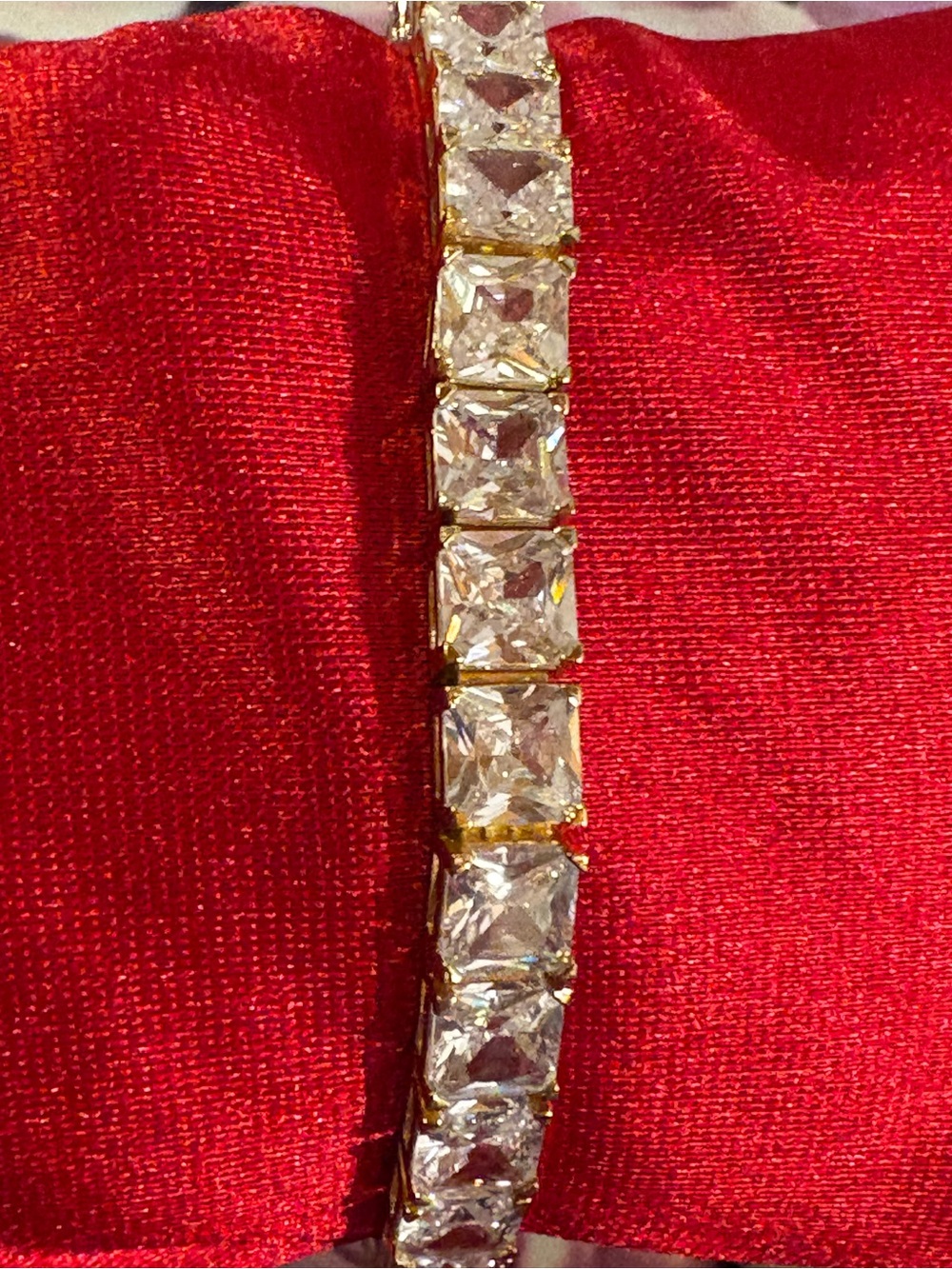 Gold-Tone Bracelet with Clear Square Stones